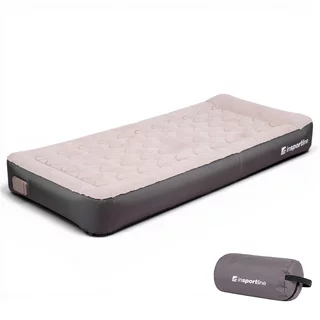 Jednoosobowy materac dmuchany inSPORTline Valkon 197x90x22 cm ∙ pompka elektryczna ∙ nośność 200 kg ∙ welur ∙ latarka LED