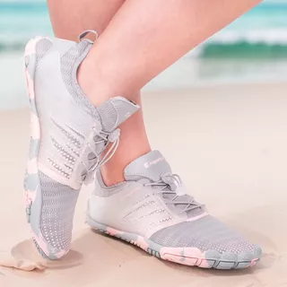 Buty kąpielowe do wody jeżowce inSPORTline Solaric Lady - Szaro-różowy