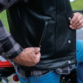 Skórzana kamizelka motocyklowa W-TEC Delasola - Czarny