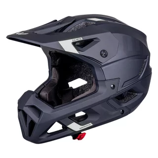 Kask downhillowy full face W-TEC Calheto ∙ odpinany regulowany daszek ∙ wentylacja 16 otworów ∙ wyjmowana wyściółka - Czarno-srebrny