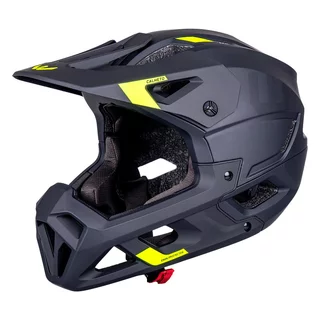 Kask downhillowy full face W-TEC Calheto ∙ odpinany regulowany daszek ∙ wentylacja 16 otworów ∙ wyjmowana wyściółka - Black Neon