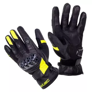 Skórzane rękawice motocyklowe W-TEC Kudavo - Czarny-fluo