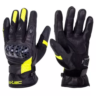 Skórzane rękawice motocyklowe W-TEC Kudavo - Czarny-fluo