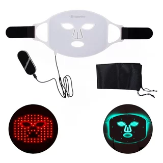 Maska LED do twarzy i szyi inSPORTline Santorina ∙ 100 diod ∙ 7 trybów kolorów ∙ ładowanie USB-C ∙ 3 poziomy intensywności