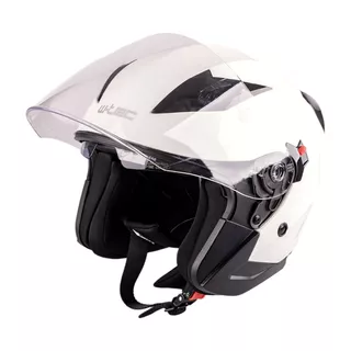 Kask motocyklowy otwarty z blendą W-TEC Putta - czarno-brązowy - Biały perłowy