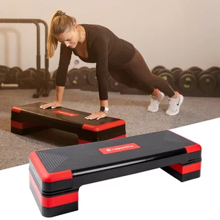 Step fitness / aerobik inSPORTline AS250 ∙ 3 poziomy wysokości ∙ antypoślizgowy ∙ stabilne nóżki ∙ lekki 4,2 kg - Czarno-czerwony