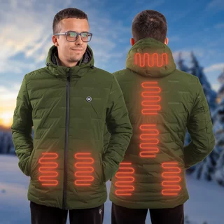 Męska kurtka ogrzewana elektryczna z kapturem W-TEC HEATborg - Khaki