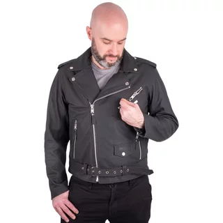 Męska skórzana kurtka motocyklowa W-TEC Brineo - Matt.czarny