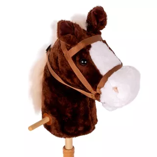 Hobby Horse koń na kiju z kółeczkami oraz dźwiękiem inSPORTline Arklino - Ciemny brązowy