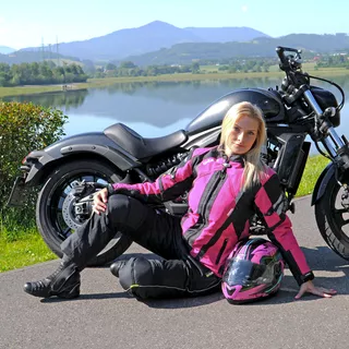 Kask motocyklowy z blendą Flip-Up W-TEC Pezzon Magenta - Różowo-czarny