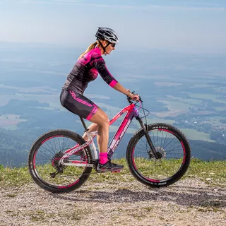 Rowerowa damska koszulka kolarska z długim rękawem Crussis CSW-061 - Czarno-różowy