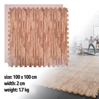 Mata tatami puzzle inSPORTline ZemalPro 100x100 cm ∙ grubość 2 cm ∙ amortyzacja wstrząsów ∙ system łączenia puzzle ∙ ochrona podłogi - motyw drewna