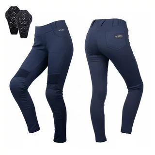 Legginsy motocyklowe damskie W-TEC Lukrecia Base Blue ∙ ochraniacze CE level 2 ∙ wysoki pas ∙ elastyczny stretch ∙ kieszenie z przodu i z tyłu ∙ zdejmowane ochraniacze ∙ miejski styl - Niebieski