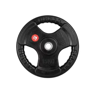 Obciążenie gumowane inSPORTline Graton 15 kg ∙ uchwyty boczne ∙ otwór 30 mm ∙ żeliwny rdzeń ∙ powłoka gumowa