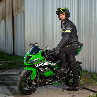 Męska kurtka motocyklowa W-TEC Meltsch - Czarno-zielony neonowy