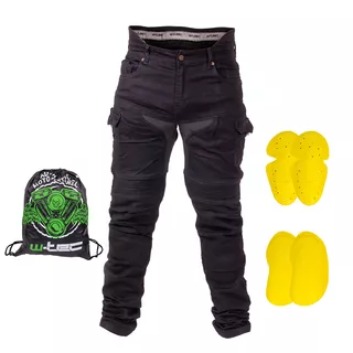 Męskie jeansy motocyklowe W-TEC Aredator EVO - Czarny
