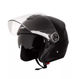 Kask motocyklowy otwarty z blendą W-TEC YM-623 - Matowy brązowo-czarny - Czysty Czarny Połysk