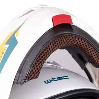 Kask motocyklowy szczękowy z blendą W-TEC Vexamo PI Graphic z Pinlockiem - Biała Grafika