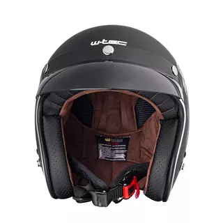 Kask motocyklowy otwarty chopper W-TEC Black Heart Kustom - Skull Horn, matowy czarny
