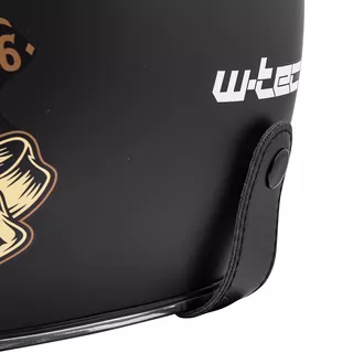 Kask motocyklowy otwarty chopper W-TEC Black Heart Kustom - Skull Horn, matowy czarny