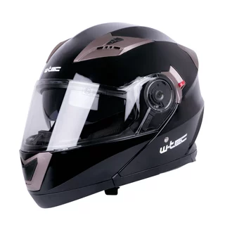 Kask motocyklowy z blendą Flip-Up W-TEC Pezzon - biało-brązowy