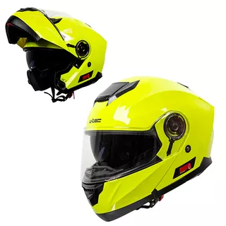 Kask motocyklowy z otwieraną szczęką + blenda W-TEC Cullo - Fluo żółty - Fluo żółty