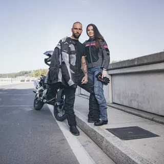 Damskie skórzane rękawice motocyklowe W-TEC Pocahonta - Czarno-różowy