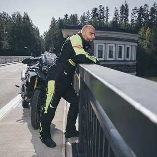 Męska kurtka motocyklowa W-TEC Ventura - Czarny-fluo żółty