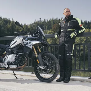 Męskie spodnie motocyklowe W-TEC Spirital - Czarny-fluo żółty