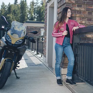 Damska skórzana kurtka motocyklowa W-TEC Sheawen Lady Pink - Różowy