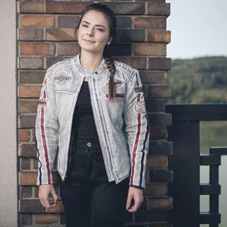 Damska skórzana kurtka motocyklowa W-TEC Sheawen Lady White - Biały