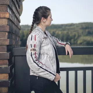 Damska skórzana kurtka motocyklowa W-TEC Sheawen Lady White - Biały