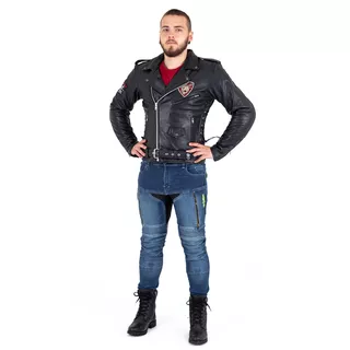 Skórzana kurtka motocyklowe W-TEC Black Heart Perfectis - OUTLET - Czarny