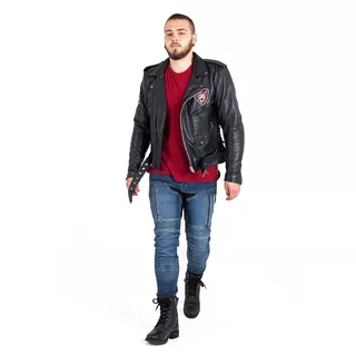 Skórzana kurtka motocyklowe W-TEC Black Heart Perfectis - OUTLET - Czarny