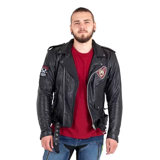 Skórzana kurtka motocyklowe W-TEC Black Heart Perfectis - OUTLET - Czarny