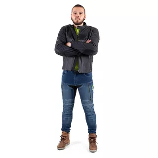 Skórzano-dżinsowa kurtka motocyklowa W-TEC Metalgy - Czarny