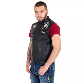 Skórzana kamizelka motocyklowa W-TEC Black Heart Rumbler - Czarny