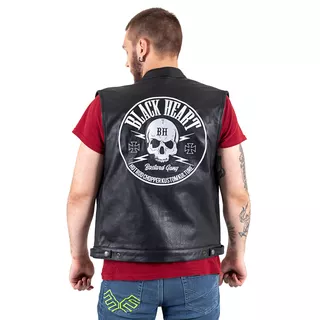Skórzana kamizelka motocyklowa W-TEC Black Heart Rumbler - Czarny