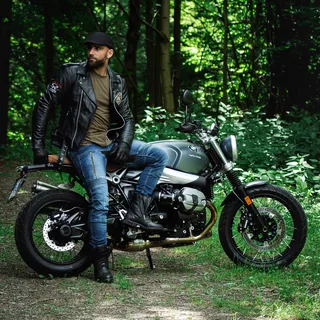Skórzana kurtka motocyklowe W-TEC Black Heart Perfectis - OUTLET - Czarny