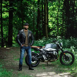 Skórzana kurtka motocyklowe W-TEC Black Heart Perfectis - OUTLET - Czarny