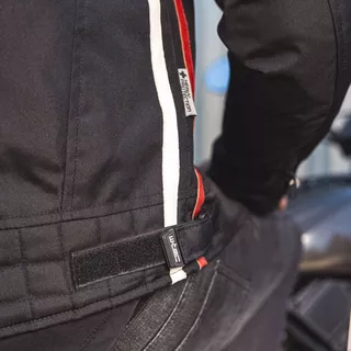 Męska kurtka motocyklowa W-TEC Jawo - czarny z czerwono-białym paskiem