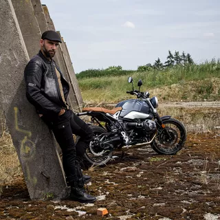 Skórzano-dżinsowa kurtka motocyklowa W-TEC Metalgy - Czarny