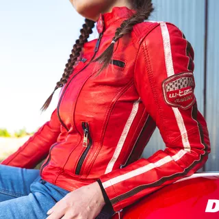 Damska skórzana kurtka motocyklowa W-TEC Umana - Czerwony