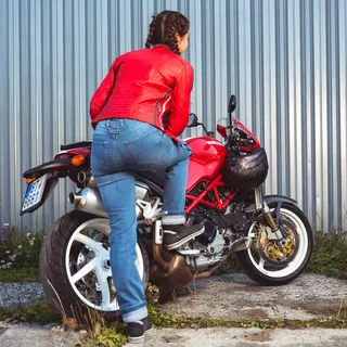 Damskie jeansowe spodnie motocyklowe W-TEC Lustipa - Niebieski