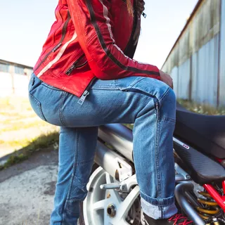 Damskie jeansowe spodnie motocyklowe W-TEC Lustipa - Niebieski