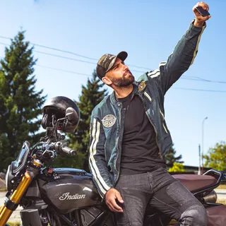 Męskie spodnie jeansy motocyklowe W-TEC Alfred CE - Szary
