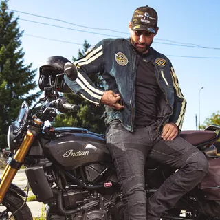 Męskie spodnie jeansy motocyklowe W-TEC Alfred CE - Szary