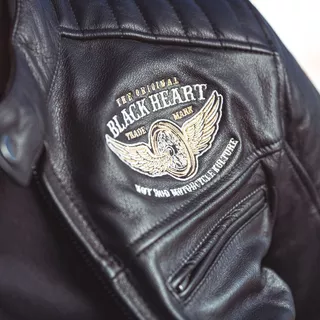 Męska skórzana kurtka motocyklowa W-TEC Black Heart Wings Leather Jacket - Czarny