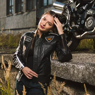 Damska skórzana kurtka motocyklowa W-TEC Sheawen Lady Black - Czarny