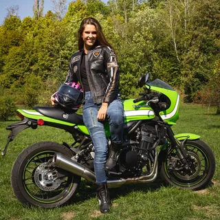 Damskie dżinsy motocyklowe W-TEC Ekscita - Niebieski